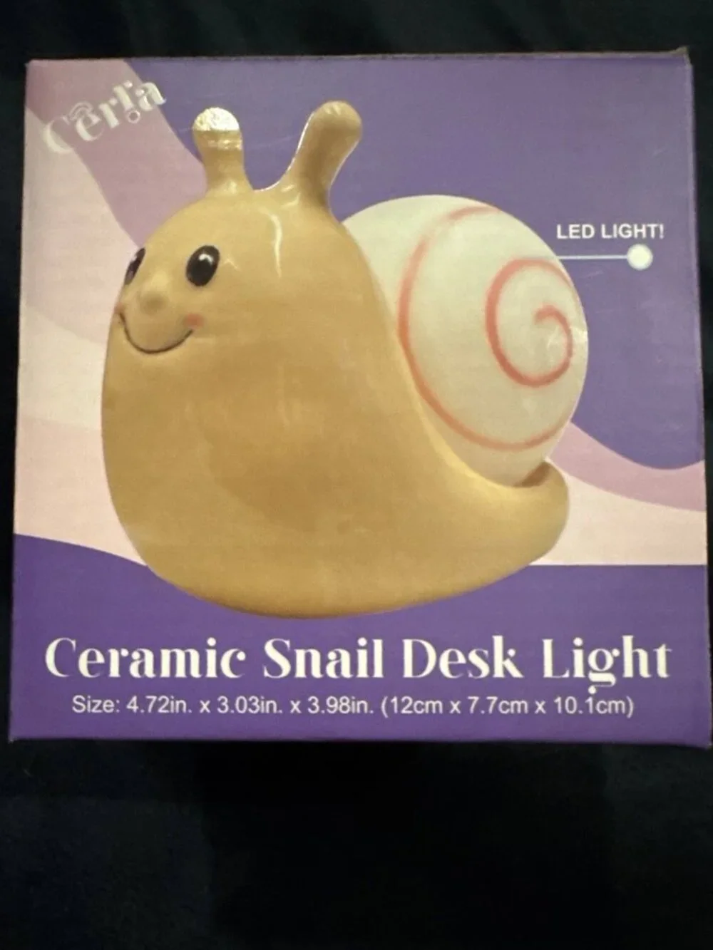 NIB Cerra Ceramic Snail LED Desk Lamp Figurine Home Decor